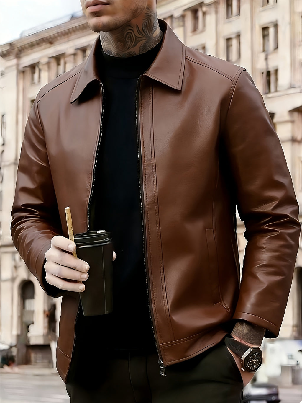 Jaqueta Masculina Couro Premium Impermeável | Estilo Casual e Proteção