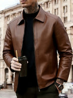 Jaqueta Masculina Couro Premium Impermeável | Estilo Casual e Proteção