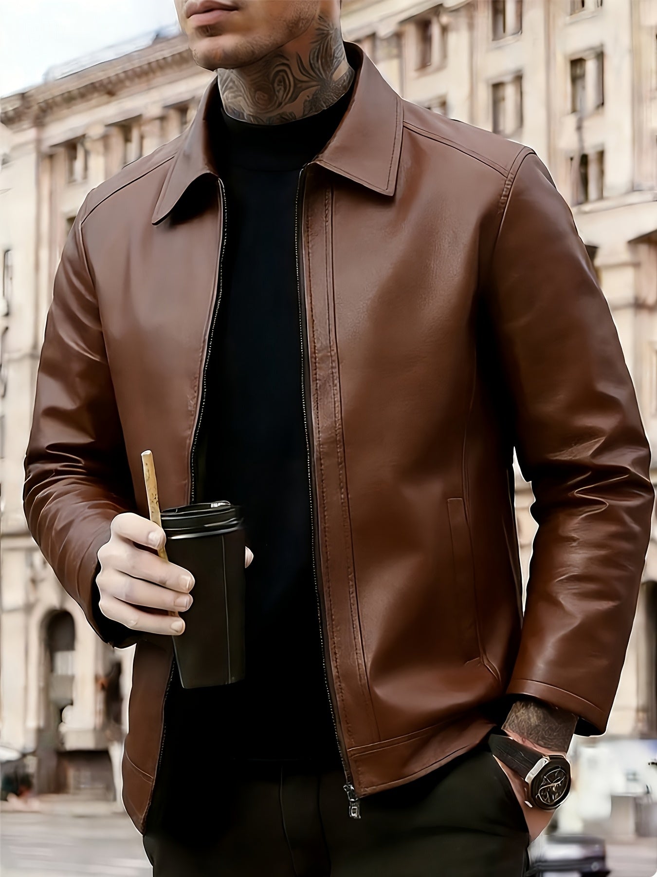 Jaqueta Masculina Couro Premium Impermeável | Estilo Casual e Proteção