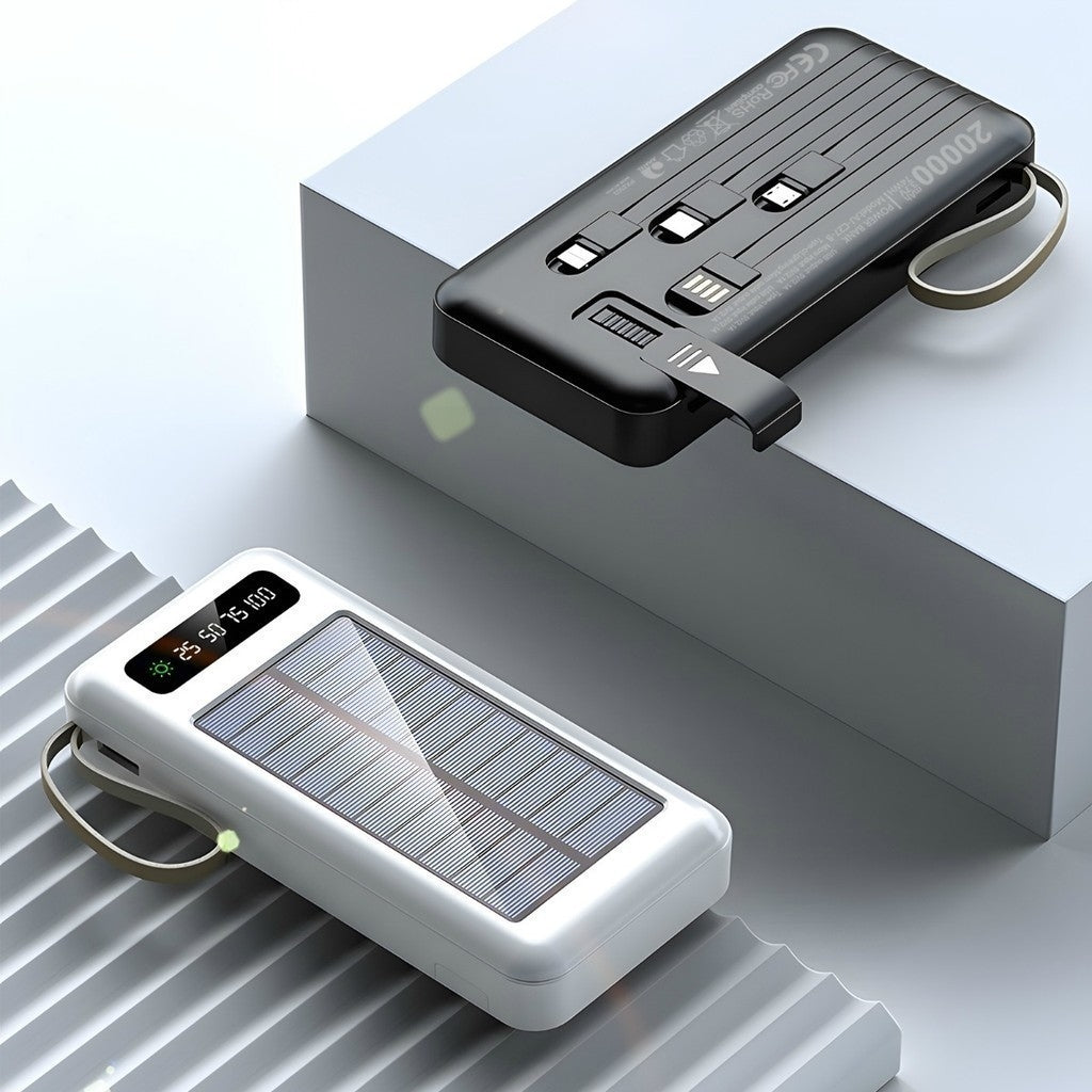 Carregador Portátil Power Bank Solar 20.000mAh | 5 em 1 com Lanterna LED