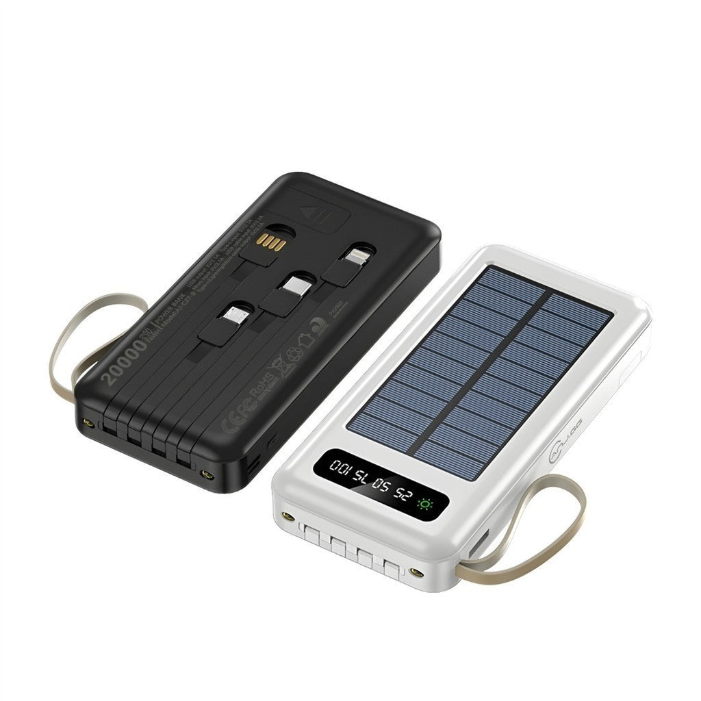 Carregador Portátil Power Bank Solar 20.000mAh | 5 em 1 com Lanterna LED