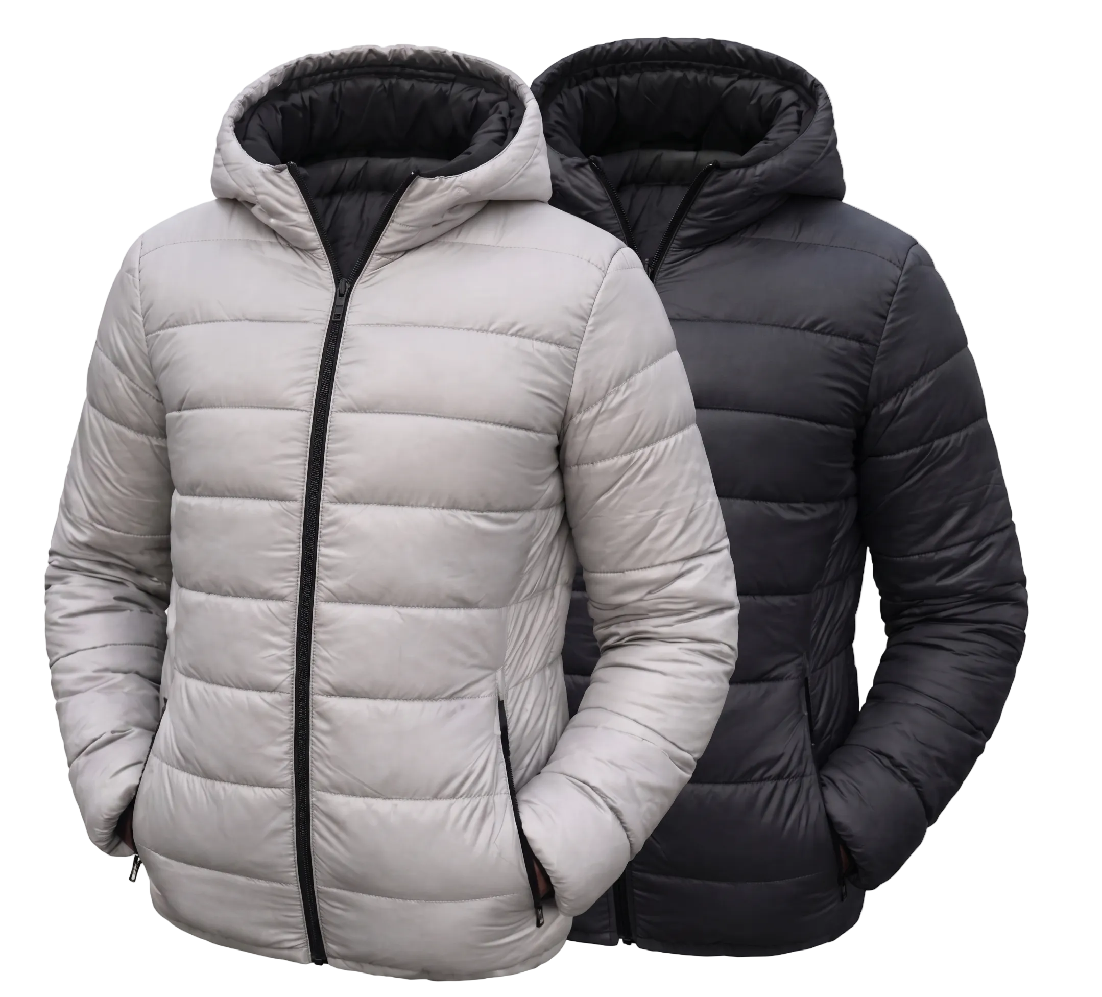Jaqueta puffer masculina 2 em 1 dupla face impermeável