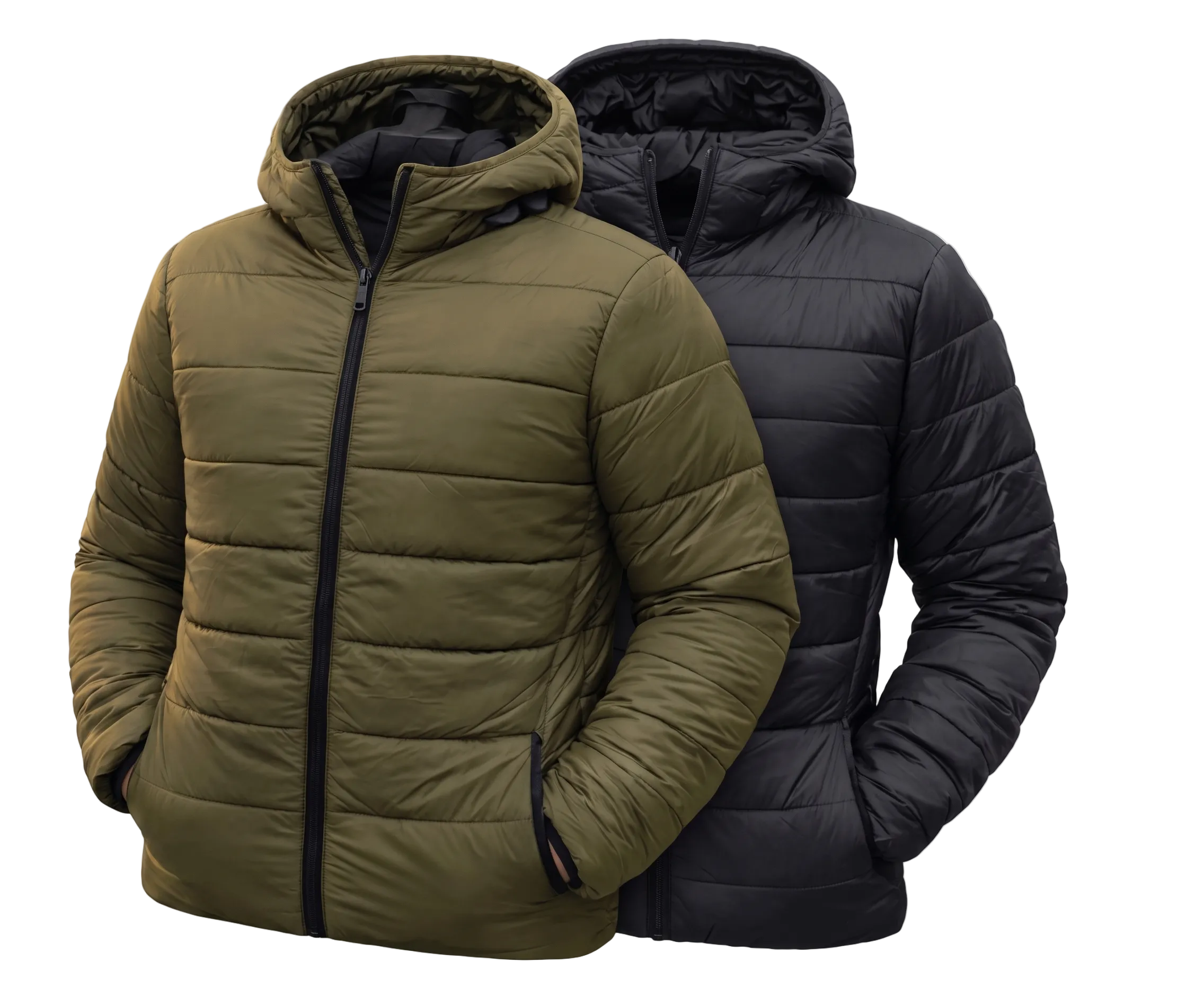 Jaqueta puffer masculina 2 em 1 dupla face impermeável