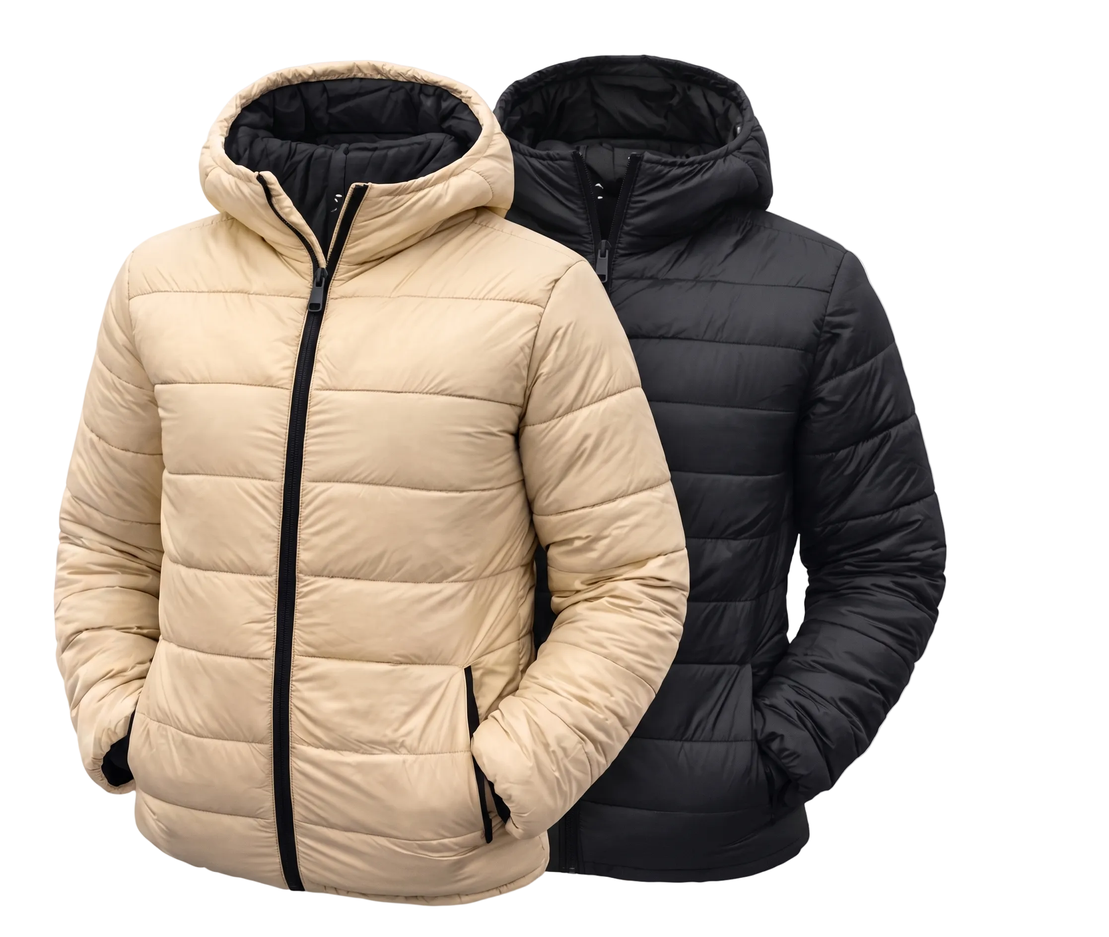 Jaqueta puffer masculina 2 em 1 dupla face impermeável
