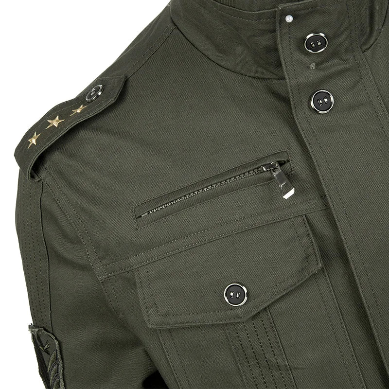 Jaqueta tática masculina resistente ao vento e com bolsos