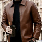 Jaqueta Masculina Couro Premium Impermeável | Estilo Casual e Proteção