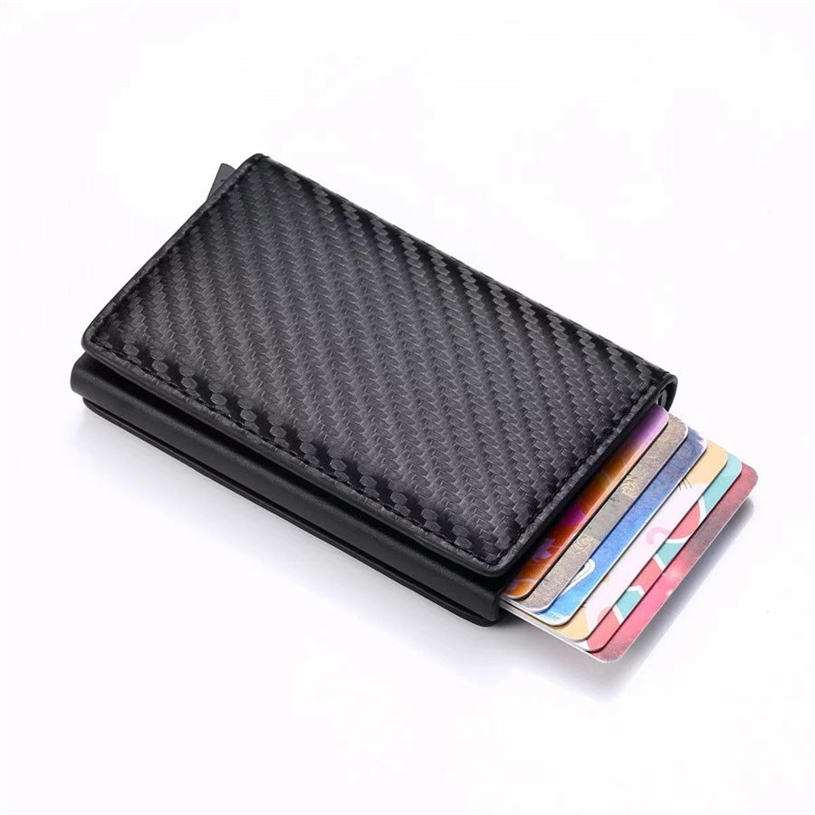 Carteira Masculina Antifurto RFID | Porta-Cartões Automático Pop-Up