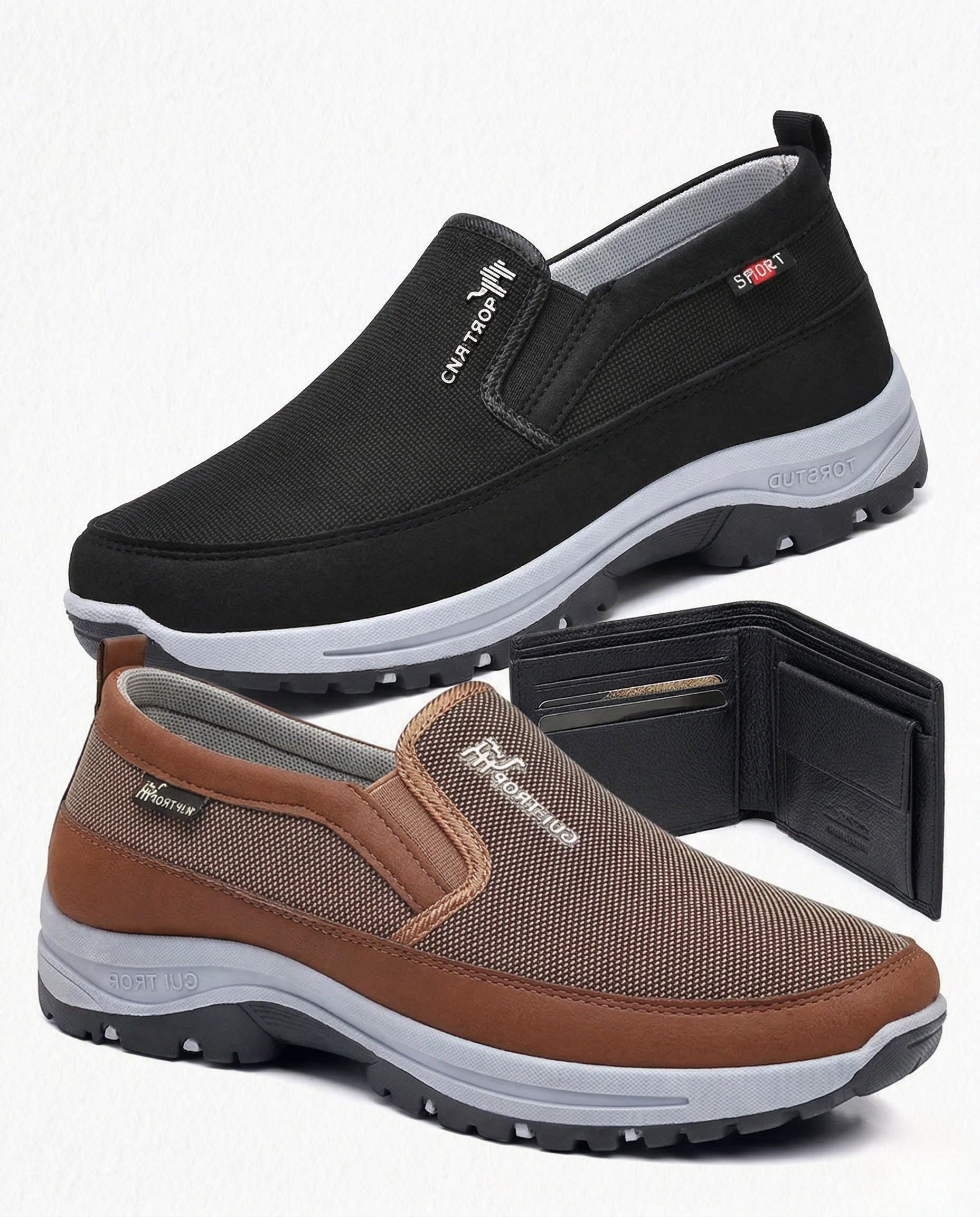 Kit Masculino: 2 Pares Mocassim Casual + Carteira Premium