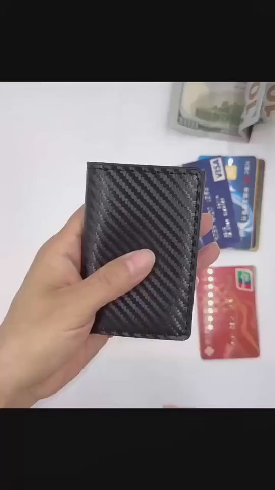 Carteira Masculina Antifurto RFID | Porta-Cartões Automático Pop-Up