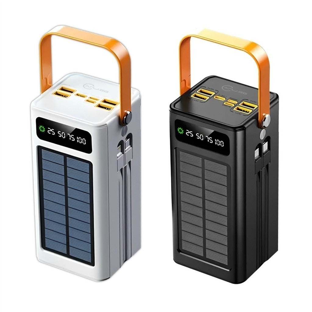 Carregador Portátil Power Bank Solar 50.000mAh | Alta Capacidade com Cabos Embutidos