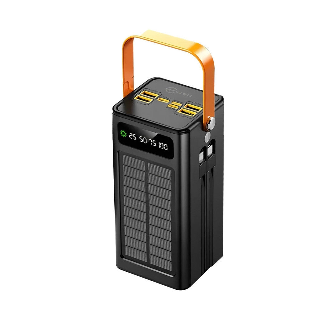Carregador Portátil Power Bank Solar 50.000mAh | Alta Capacidade com Cabos Embutidos