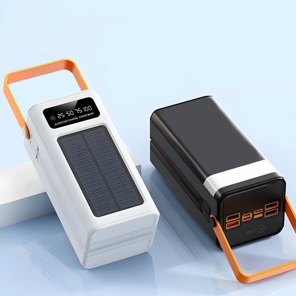 Carregador Portátil Power Bank Solar 50.000mAh | Alta Capacidade com Cabos Embutidos